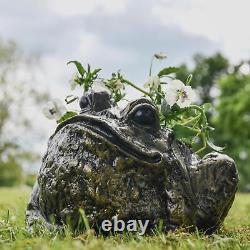 Grande sculpture de jardin en aluminium avec grenouille taureau deux-en-un et planteur