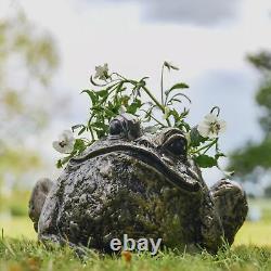 Grande sculpture de jardin en aluminium avec grenouille taureau deux-en-un et planteur