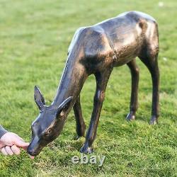 Grande sculpture de jardin en aluminium de cerf broutant de luxe