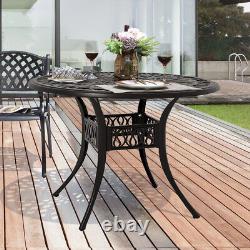 Grande table de jardin en fonte d'aluminium pour balcon avec trou pour parasol