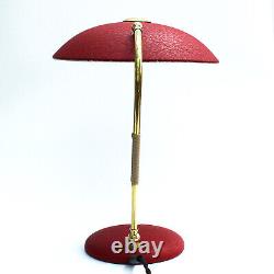 Lampe de bureau vintage en métal rouge et laiton de style Stilnovo / Kaiser des années 1950. Italie.