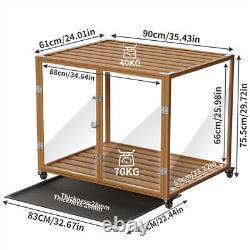 Meuble de cage pour chien en bois massif avec table d'extrémité en verre anti-rayures