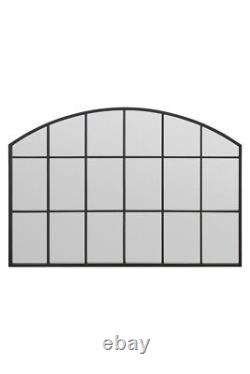 Miroir d'extérieur en arc avec cadre noir de grande taille, 43x29 pouces (110x75 cm)