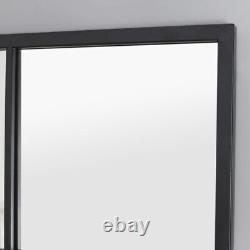 Miroir fenêtre industriel de grande taille avec cadre en métal noir rustique à Epping 120cm x 80cm
