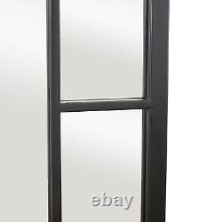 Miroir industriel fenêtre Chigwell grand cadre en métal noir rustique 180cm x 70cm