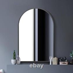 Miroir mural voûté grand cadre métallique noir Mirroroutlet 47 x 31 120x80cm