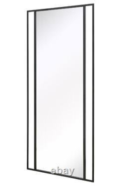 Miroir sur pied et mural moderne de grande taille, couleur noir, de la marque MirrorOutlet, dimensions 79 x 35 pouces (200x90 cm).
