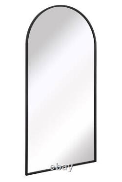 Miroir sur pied/mural en arc avec grand cadre noir de MirrorOutlet, 200x100 cm