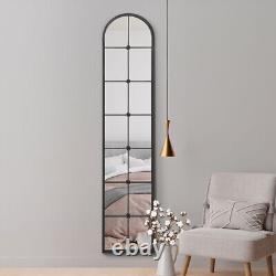 Miroir sur pied/mural noir encadré en arc de MirrorOutlet - 75 x 16 pouces (190 x 40 cm)