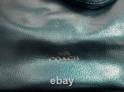 Sac fourre-tout Derby COACH en cuir métallique bleu-vert de grande taille H1732-F59388