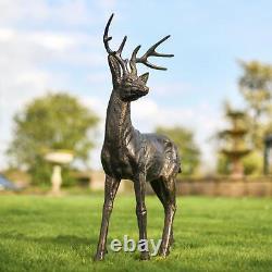 Sculpture de jardin cerf cerf autonome en fonte d'aluminium de 79 cm