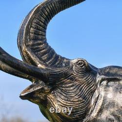 Sculpture de jardin en aluminium de grand éléphant à deux en un avec fontaine d'eau