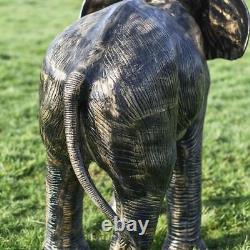 Sculpture de jardin en aluminium de grand éléphant à deux en un avec fontaine d'eau