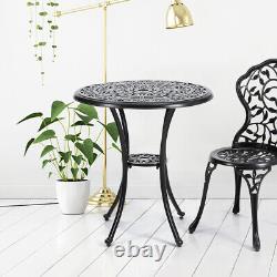 Table de jardin large de 68 cm en aluminium moulé tout en fonte pour bistro en plein air sur patio ou dans la cour