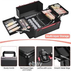 Valise de maquillage roulante 4 en 1 Grand chariot cosmétique de beauté Cas de cosmétologie